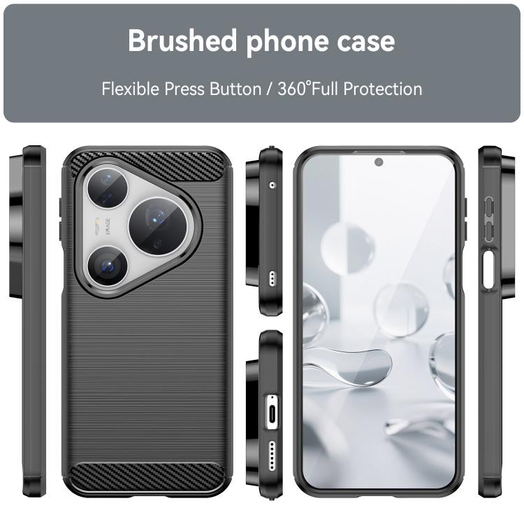 Brushed Texture Carbon Fiber TPU Phone Case, For Huawei Pura 80 Ultra 5G, For Huawei Pura 80 Pro+ 5G, For Huawei Pura 80 Pro 5G, For Huawei Pura 80 5G, For Huawei Mate 70 Pro / 70 Pro+, For Huawei Mate 70, For Huawei Pura 70 Pro / Pura 70 Pro+         ...
