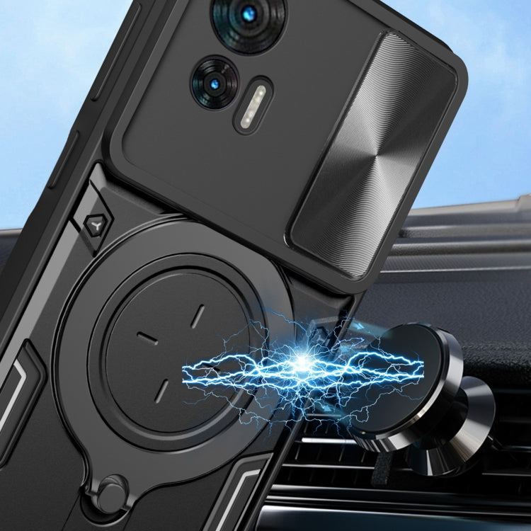 CD Texture Sliding Camshield Magnetic Holder Phone Case, For Motorola Edge 30 Neo, For Motorola Moto G62, For Motorola Edge 30 Ultra, For Motorola Moto G22 / E32