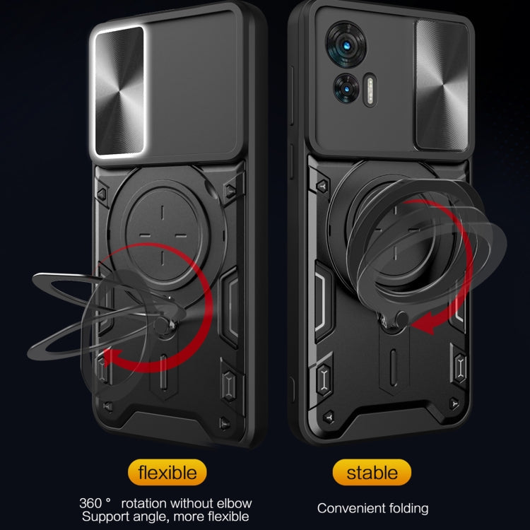 CD Texture Sliding Camshield Magnetic Holder Phone Case, For Motorola Edge 30 Neo, For Motorola Moto G62, For Motorola Edge 30 Ultra, For Motorola Moto G22 / E32