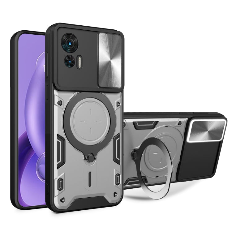 CD Texture Sliding Camshield Magnetic Holder Phone Case, For Motorola Edge 30 Neo, For Motorola Moto G62, For Motorola Edge 30 Ultra, For Motorola Moto G22 / E32