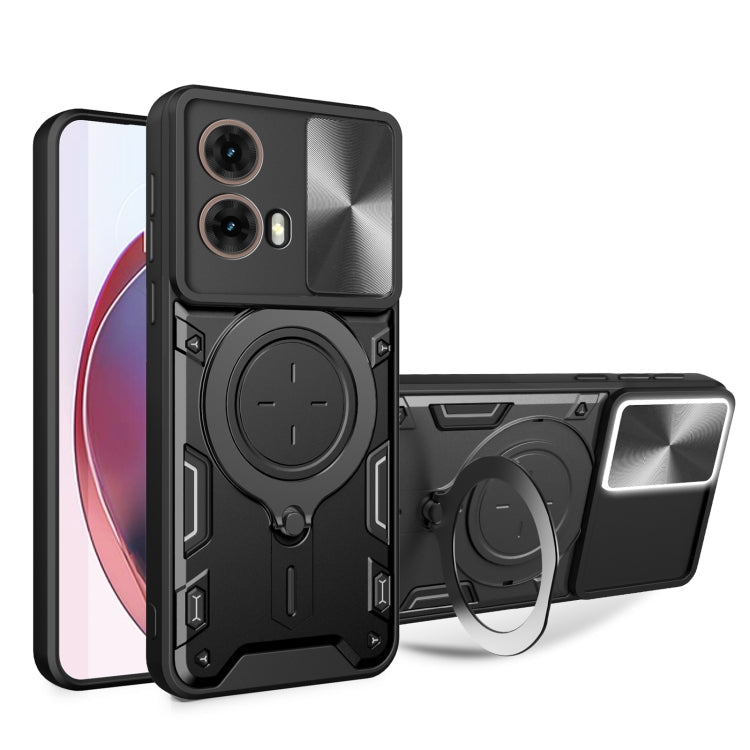 CD Texture Sliding Camshield Magnetic Holder Phone Case, For Motorola Moto G55, For Motorola Edge 50 Neo, For Motorola Moto G85, For Motorola Edge 50 Pro Global