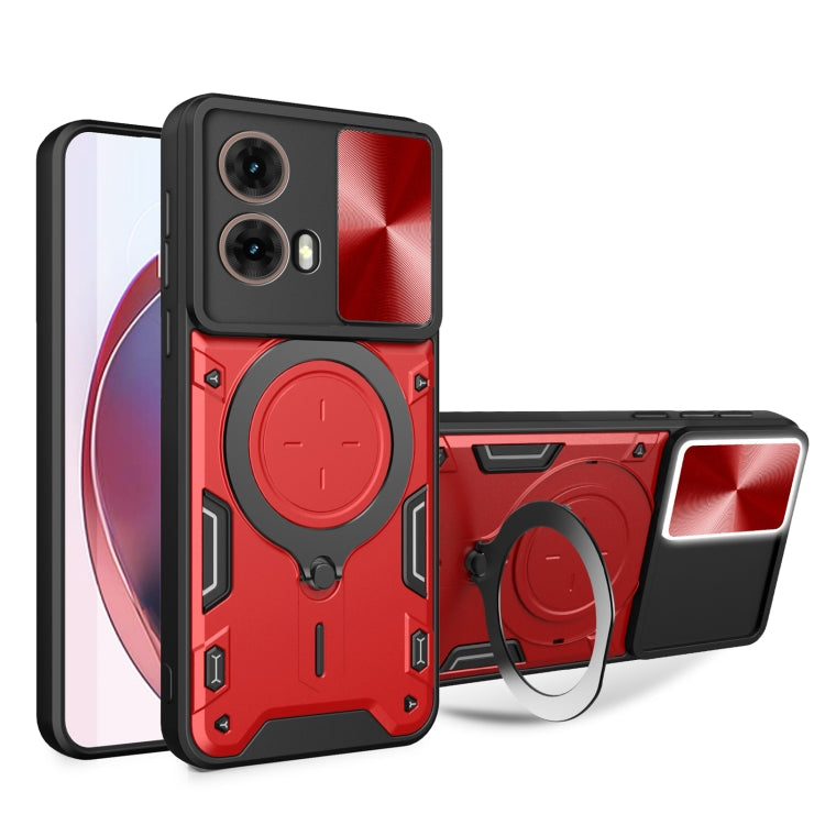 CD Texture Sliding Camshield Magnetic Holder Phone Case, For Motorola Moto G55, For Motorola Edge 50 Neo, For Motorola Moto G85, For Motorola Edge 50 Pro Global