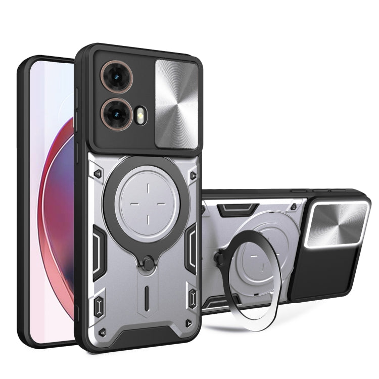 CD Texture Sliding Camshield Magnetic Holder Phone Case, For Motorola Moto G55, For Motorola Edge 50 Neo, For Motorola Moto G85, For Motorola Edge 50 Pro Global