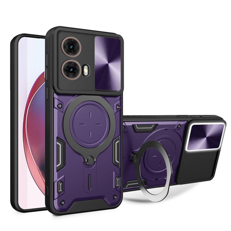 CD Texture Sliding Camshield Magnetic Holder Phone Case, For Motorola Moto G55, For Motorola Edge 50 Neo, For Motorola Moto G85, For Motorola Edge 50 Pro Global