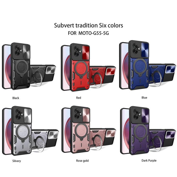 CD Texture Sliding Camshield Magnetic Holder Phone Case, For Motorola Moto G55, For Motorola Edge 50 Neo, For Motorola Moto G85, For Motorola Edge 50 Pro Global