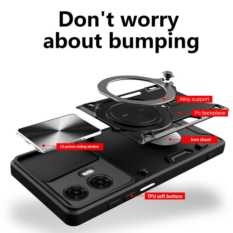 CD Texture Sliding Camshield Magnetic Holder Phone Case, For Motorola Moto G24 Power, For Motorola Moto E13, For Motorola Moto E22 / E22i, For Motorola Edge 30 Fusion