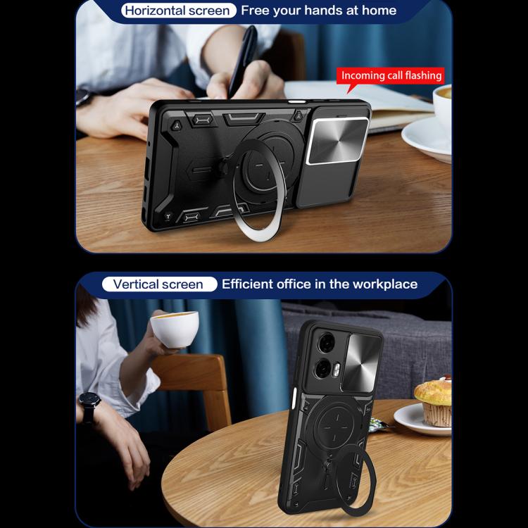 CD Texture Sliding Camshield Magnetic Holder Phone Case, For Motorola Moto G24 Power, For Motorola Moto E13, For Motorola Moto E22 / E22i, For Motorola Edge 30 Fusion