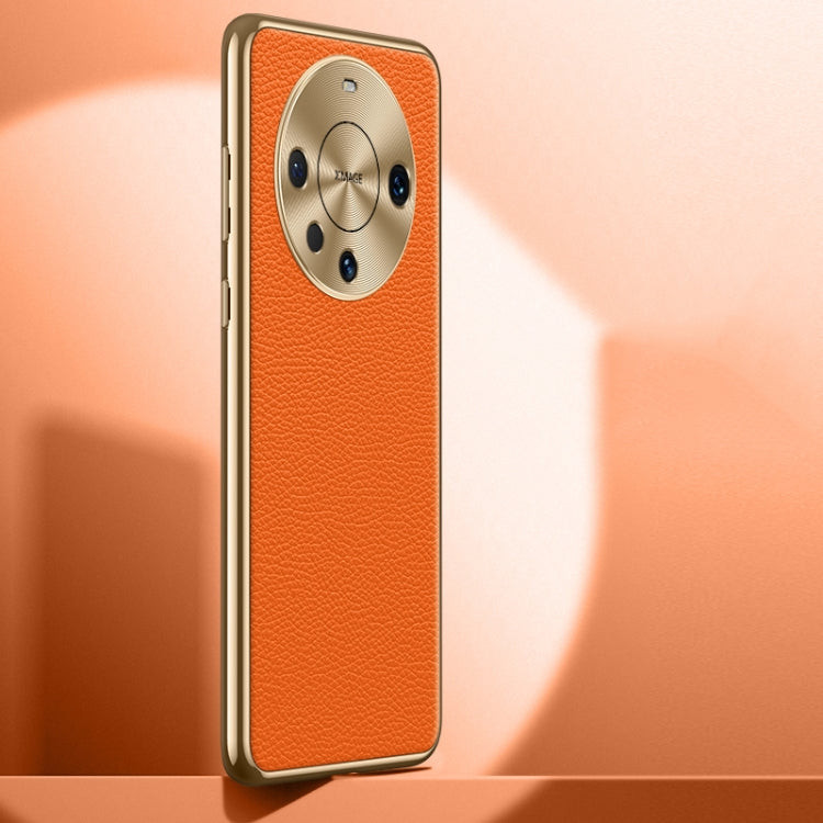 Litchi Texture Genuine Leather Phone Case, For Huawei Mate 60, For Huawei Mate 60 Pro