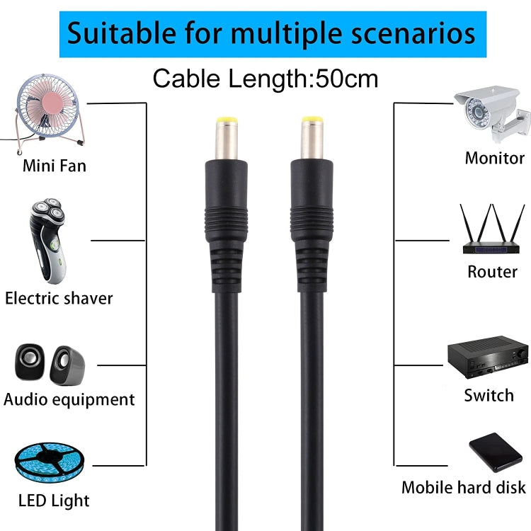 DC Power Plug 5.5 x 2.5mm Male to Male Adapter Connector Cable, 50cm, 1m, 1.5m