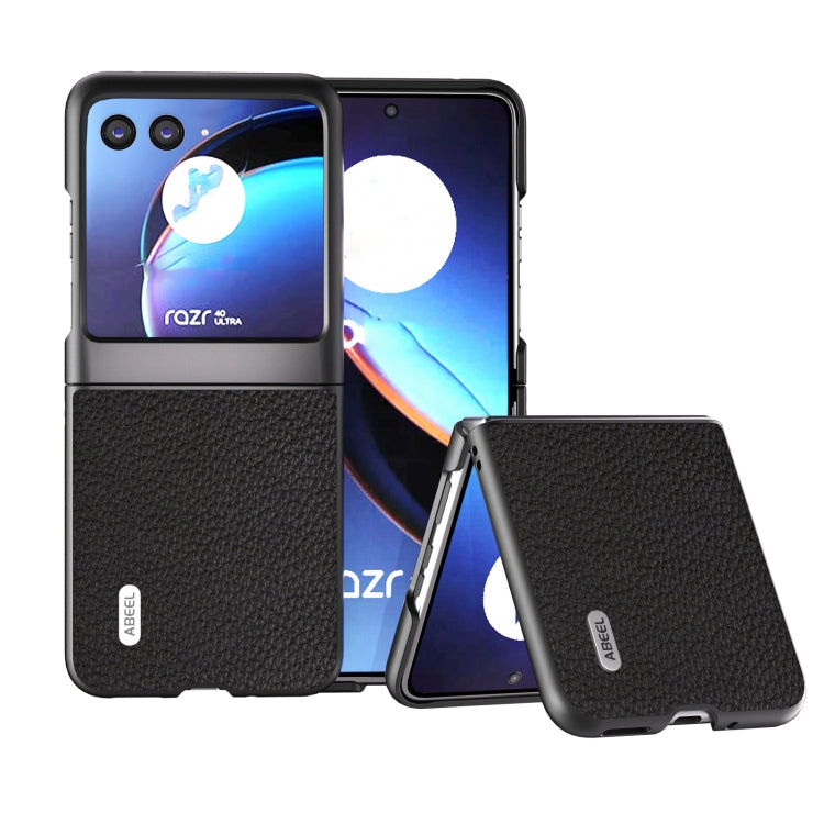 ABEEL Genuine Leather Litchi Texture Phone Case, For Motorola Razr 60 Ultra, For Motorola Razr 40, For Motorola Razr 40 Ultra
