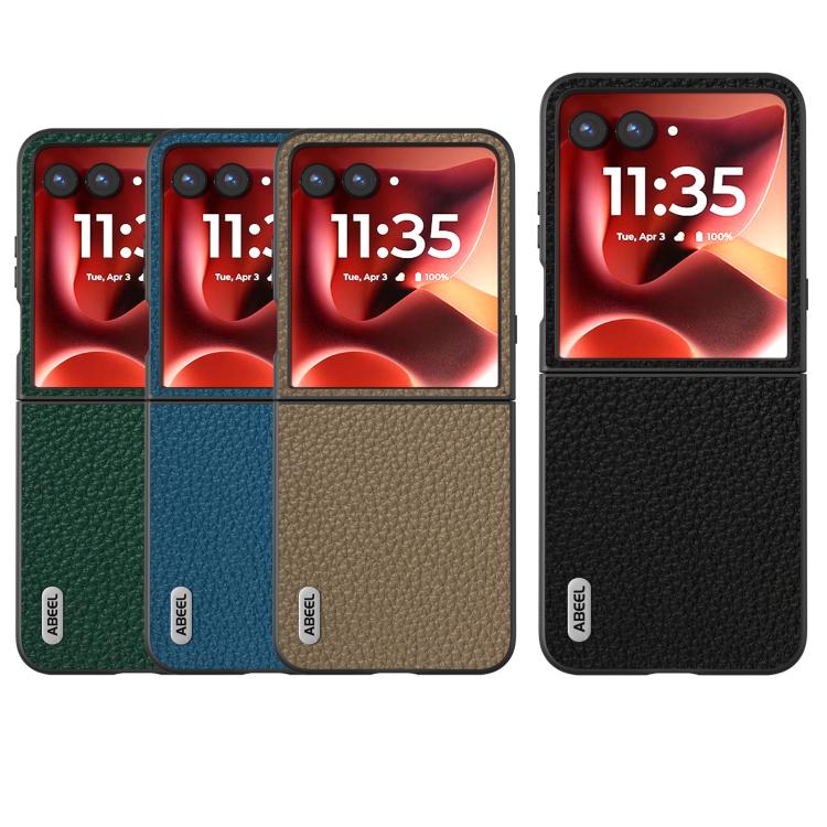 ABEEL Genuine Leather Litchi Texture Phone Case, For Motorola Razr 60 Ultra, For Motorola Razr 40, For Motorola Razr 40 Ultra