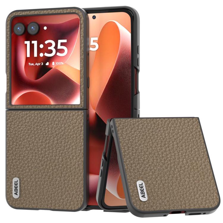 ABEEL Genuine Leather Litchi Texture Phone Case, For Motorola Razr 60 Ultra, For Motorola Razr 40, For Motorola Razr 40 Ultra