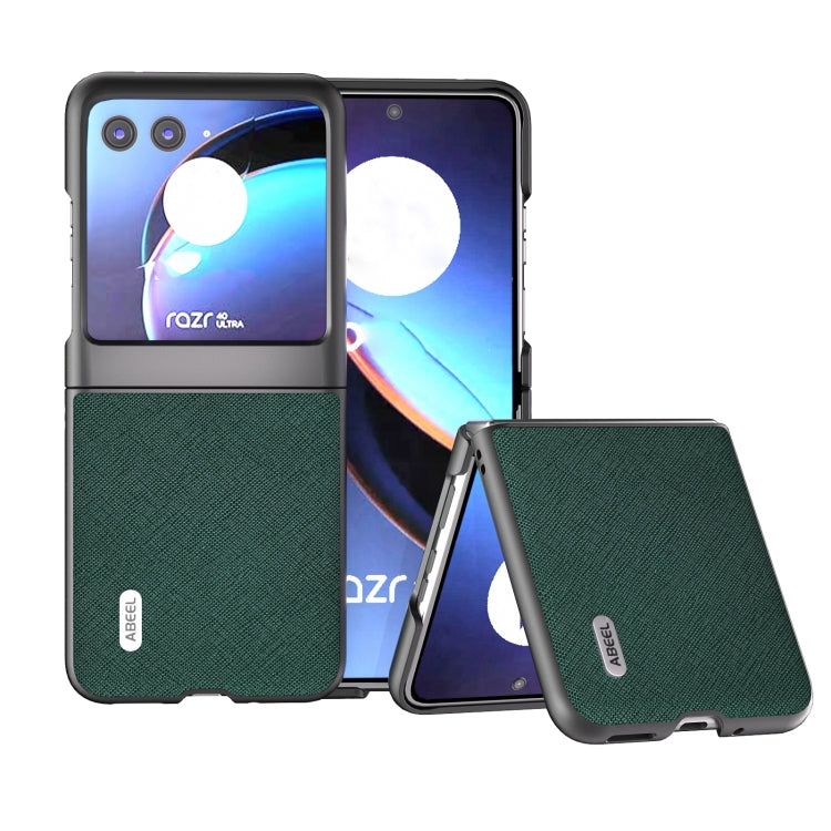 ABEEL Cross Texture Genuine Leather Phone Case, For Motorola Razr 60 Ultra/Razr 70 Ultra, For Motorola Razr 40, For Motorola Razr 40 Ultra