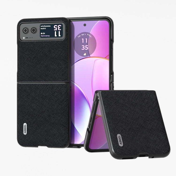 ABEEL Cross Texture Genuine Leather Phone Case, For Motorola Razr 60 Ultra/Razr 70 Ultra, For Motorola Razr 40, For Motorola Razr 40 Ultra