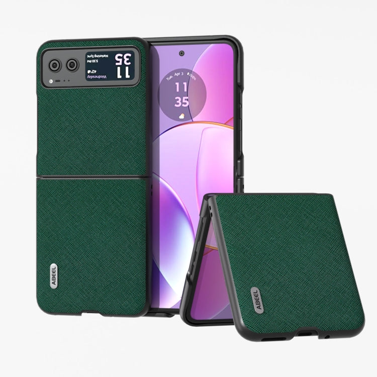 ABEEL Cross Texture Genuine Leather Phone Case, For Motorola Razr 60 Ultra/Razr 70 Ultra, For Motorola Razr 40, For Motorola Razr 40 Ultra