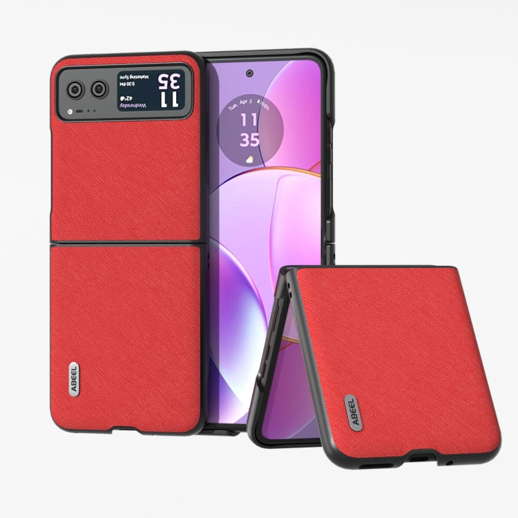 ABEEL Cross Texture Genuine Leather Phone Case, For Motorola Razr 60 Ultra/Razr 70 Ultra, For Motorola Razr 40, For Motorola Razr 40 Ultra