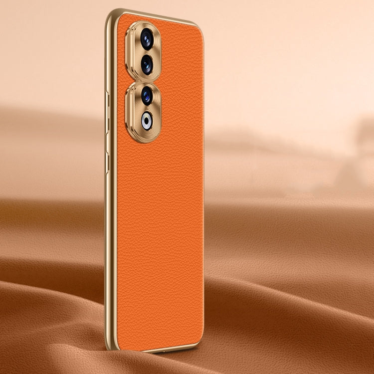 Litchi Texture Genuine Leather Phone Case, For Honor 90 Pro, For Honor 90