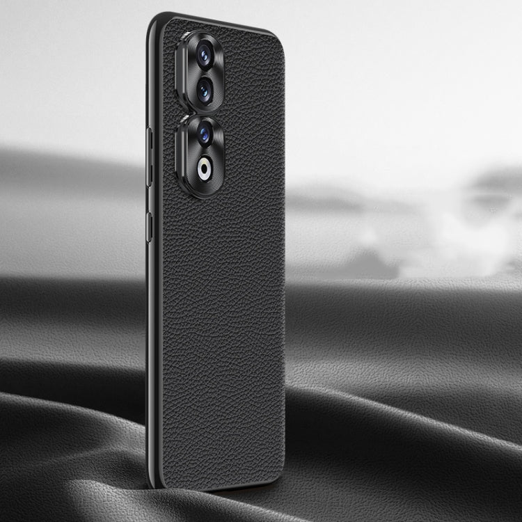Litchi Texture Genuine Leather Phone Case, For Honor 90 Pro, For Honor 90
