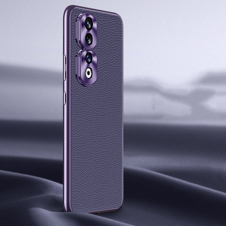 Litchi Texture Genuine Leather Phone Case, For Honor 90 Pro, For Honor 90