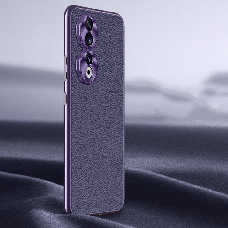 Litchi Texture Genuine Leather Phone Case, For Honor 90 Pro, For Honor 90