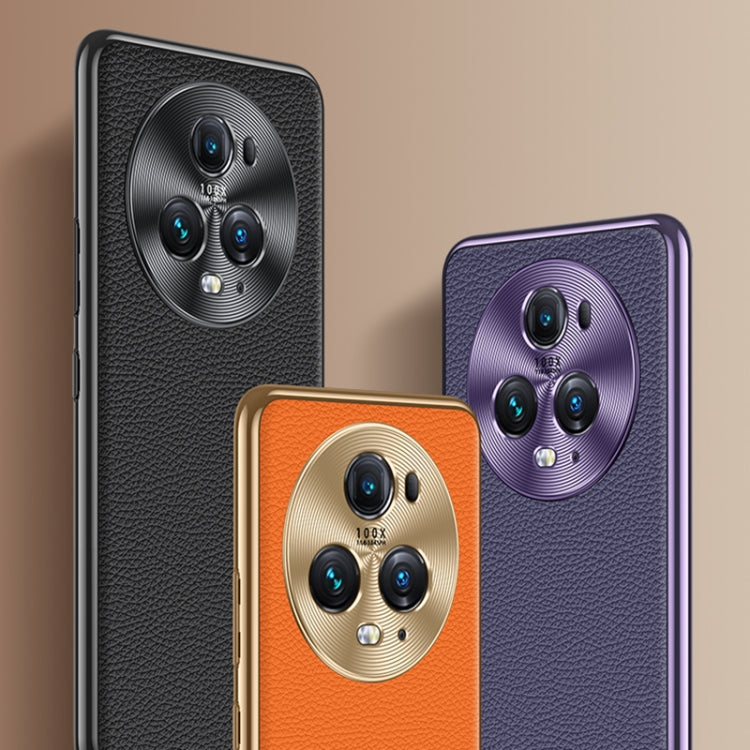 Litchi Texture Genuine Leather Phone Case, For Honor 90 Pro, For Honor 90