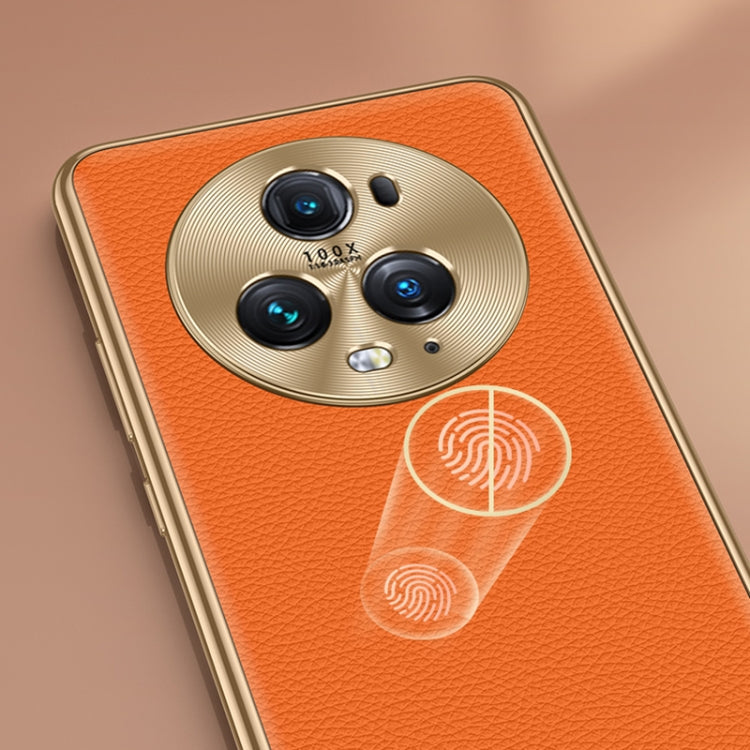 Litchi Texture Genuine Leather Phone Case, For Honor 90 Pro, For Honor 90