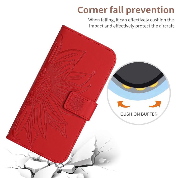 Skin Feel Sun Flower Embossed Flip Leather Phone Case with Lanyard, For iPhone 17 Pro, For iPhone 17