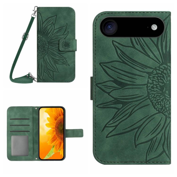 Skin Feel Sun Flower Embossed Flip Leather Phone Case with Lanyard, For iPhone Air, For iPhone 16 Pro Max