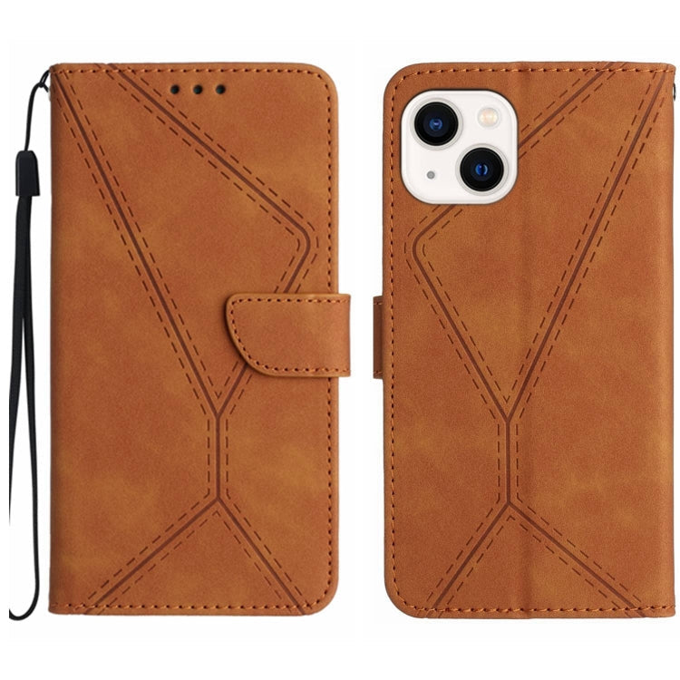 Stitching Embossed Leather Phone Case, For iPhone 15