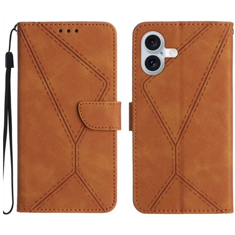 Stitching Embossed Leather Phone Case, For iPhone 16, For iPhone 15 Pro Max, For iPhone 15 Pro, For iPhone 15 Plus