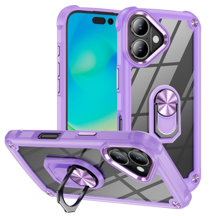 TPU + PC Lens Protection Phone Case with Ring Holder, For iPhone 16 Pro Max, For iPhone 16 Pro, For iPhone 16 Plus, For iPhone 16