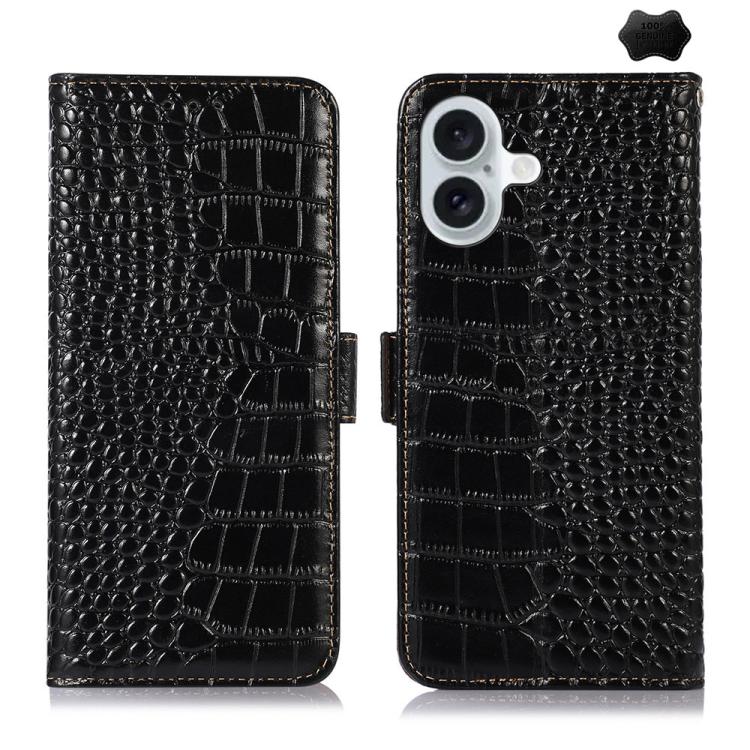 Crocodile Top Layer Cowhide Leather Phone Case, For iPhone 18 Pro / 17 Pro, For iPhone 18 Pro Max / 17 Pro Max, For iPhone 16e / 17e, For iPhone 17, For iPhone Air, For iPhone 16 Pro Max