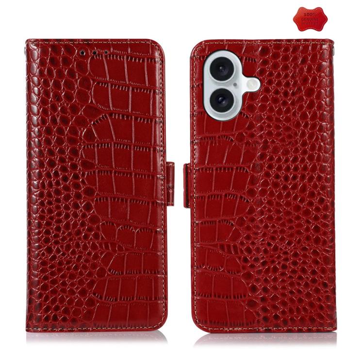Crocodile Top Layer Cowhide Leather Phone Case, For iPhone 18 Pro / 17 Pro, For iPhone 18 Pro Max / 17 Pro Max, For iPhone 16e / 17e, For iPhone 17, For iPhone Air, For iPhone 16 Pro Max