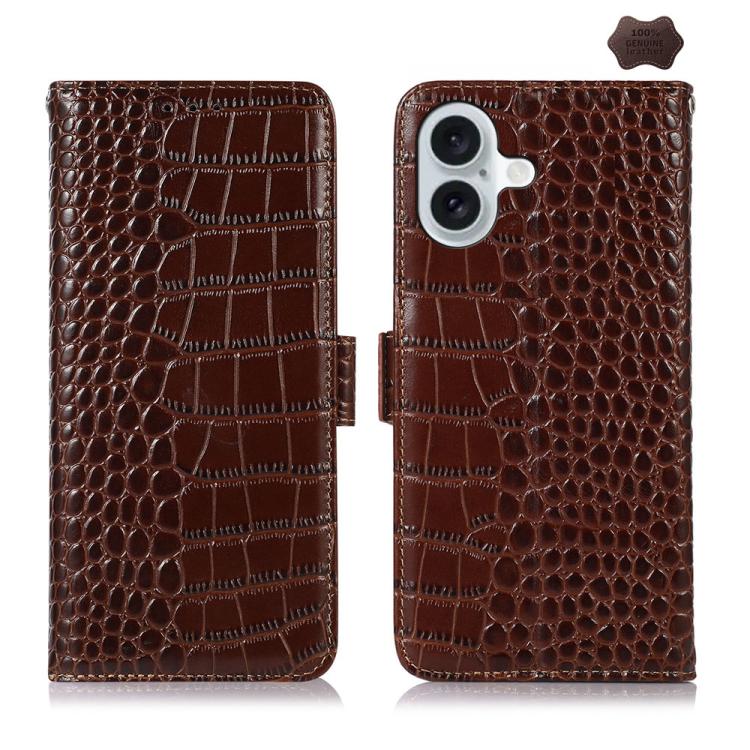 Crocodile Top Layer Cowhide Leather Phone Case, For iPhone 18 Pro / 17 Pro, For iPhone 18 Pro Max / 17 Pro Max, For iPhone 16e / 17e, For iPhone 17, For iPhone Air, For iPhone 16 Pro Max