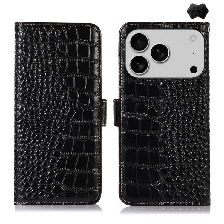 Crocodile Top Layer Cowhide Leather Phone Case, For iPhone 18 Pro / 17 Pro, For iPhone 18 Pro Max / 17 Pro Max, For iPhone 16e / 17e, For iPhone 17, For iPhone Air, For iPhone 16 Pro Max
