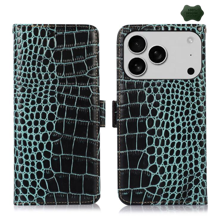 Crocodile Top Layer Cowhide Leather Phone Case, For iPhone 18 Pro / 17 Pro, For iPhone 18 Pro Max / 17 Pro Max, For iPhone 16e / 17e, For iPhone 17, For iPhone Air, For iPhone 16 Pro Max
