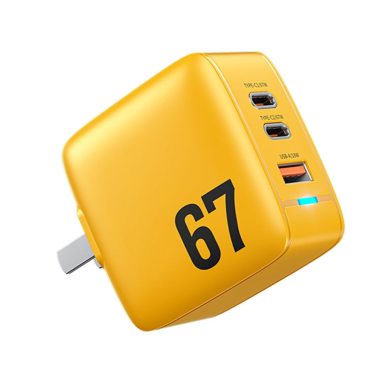 WK WP-U141 67W USB+Double USB-C / Type-C GaN Charger, CN Plug, US Plug, EU Plug, UK Plug