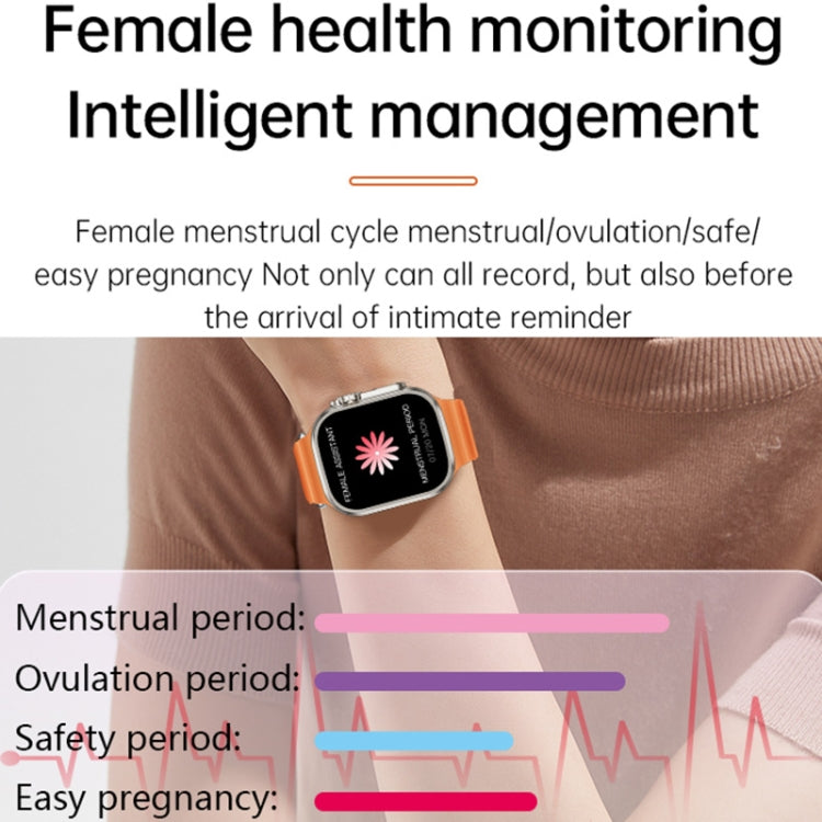 WS-E9 Ultra 2.2 inch IP67 Waterproof Metal Buckle Ocean Silicone Band Smart Watch, Support Heart Rate / NFC, Metal Buckle Ocean Silicone Band (Orange), Metal Buckle Ocean Silicone Band (Blue), Metal Buckle Ocean Silicone Band (Silver)