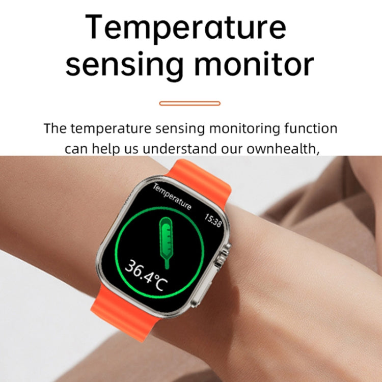 WS-E9 Ultra 2.2 inch IP67 Waterproof Metal Buckle Ocean Silicone Band Smart Watch, Support Heart Rate / NFC, Metal Buckle Ocean Silicone Band (Orange), Metal Buckle Ocean Silicone Band (Blue), Metal Buckle Ocean Silicone Band (Silver)