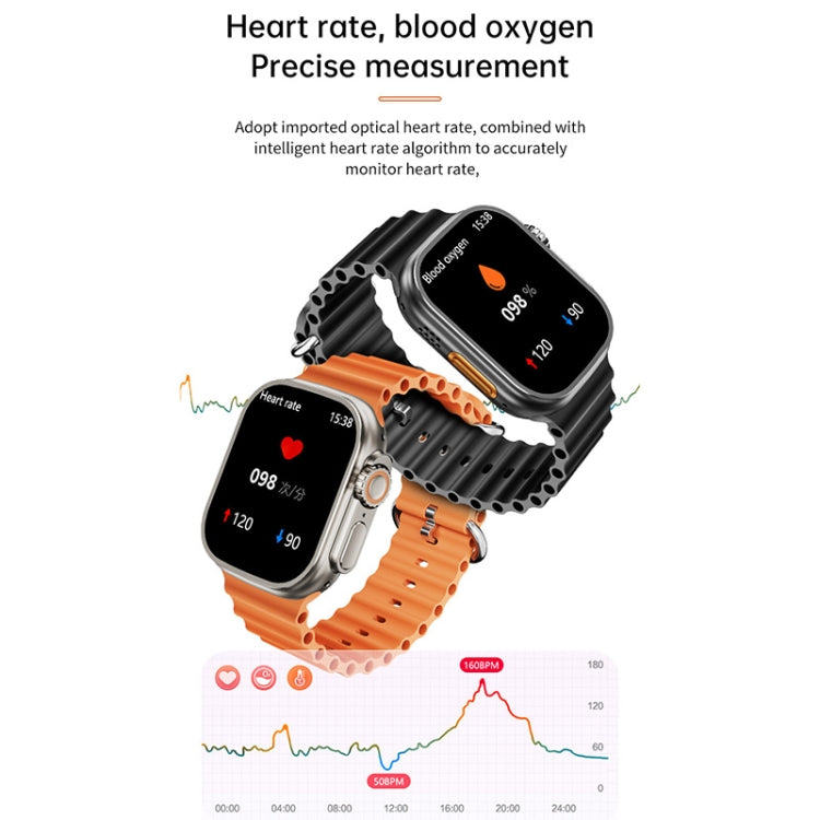 WS-E9 Ultra 2.2 inch IP67 Waterproof Metal Buckle Ocean Silicone Band Smart Watch, Support Heart Rate / NFC, Metal Buckle Ocean Silicone Band (Orange), Metal Buckle Ocean Silicone Band (Blue), Metal Buckle Ocean Silicone Band (Silver)