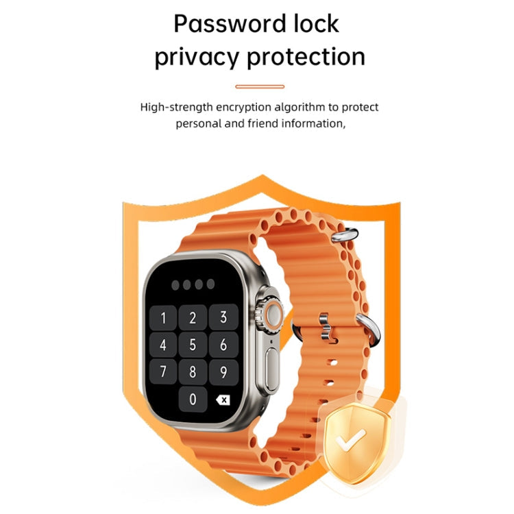 WS-E9 Ultra 2.2 inch IP67 Waterproof Metal Buckle Ocean Silicone Band Smart Watch, Support Heart Rate / NFC, Metal Buckle Ocean Silicone Band (Orange), Metal Buckle Ocean Silicone Band (Blue), Metal Buckle Ocean Silicone Band (Silver)