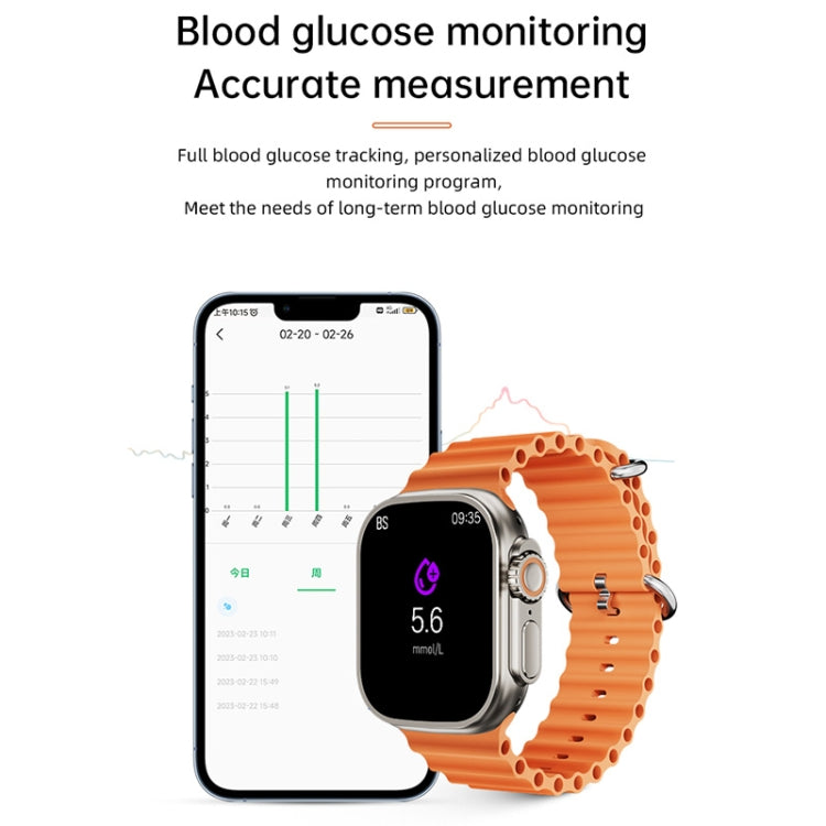WS-E9 Ultra 2.2 inch IP67 Waterproof Metal Buckle Ocean Silicone Band Smart Watch, Support Heart Rate / NFC, Metal Buckle Ocean Silicone Band (Orange), Metal Buckle Ocean Silicone Band (Blue), Metal Buckle Ocean Silicone Band (Silver)
