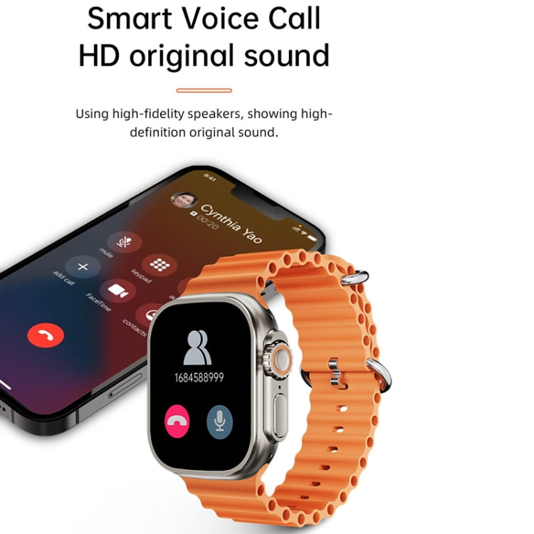WS-E9 Ultra 2.2 inch IP67 Waterproof Metal Buckle Ocean Silicone Band Smart Watch, Support Heart Rate / NFC, Metal Buckle Ocean Silicone Band (Orange), Metal Buckle Ocean Silicone Band (Blue), Metal Buckle Ocean Silicone Band (Silver)