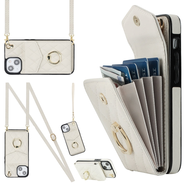 Rhombic Texture Card Bag Phone Case with Long Lanyard, For iPhone 13, For iPhone 12 / 12 Pro, For iPhone 12 Pro Max