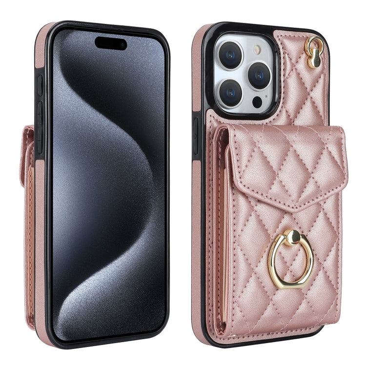 Rhombic Texture Card Bag Phone Case with Long Lanyard, For iPhone 17, For iPhone Air, For iPhone 15 Pro Max