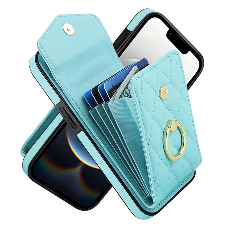 Rhombic Texture Card Bag Phone Case with Long Lanyard, For iPhone 17e / 16e, For iPhone 17 Pro Max, For iPhone 17 Pro