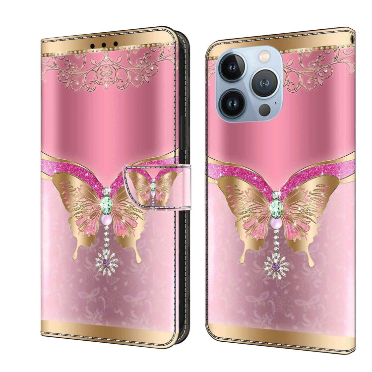Crystal 3D Shockproof Protective Leather Phone Case, For iPhone 14 Pro Max