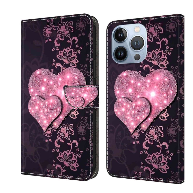 Crystal 3D Shockproof Protective Leather Phone Case, For iPhone 14 Pro Max