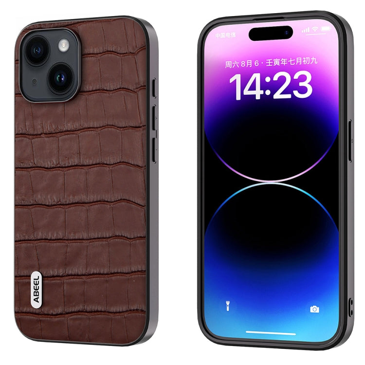 ABEEL Crocodile Texture Genuine Leather Phone Case, For iPhone 15 Plus, For iPhone 15, For iPhone 14 Plus, For iPhone 14, For iPhone 14 Pro, For iPhone 14 Pro Max