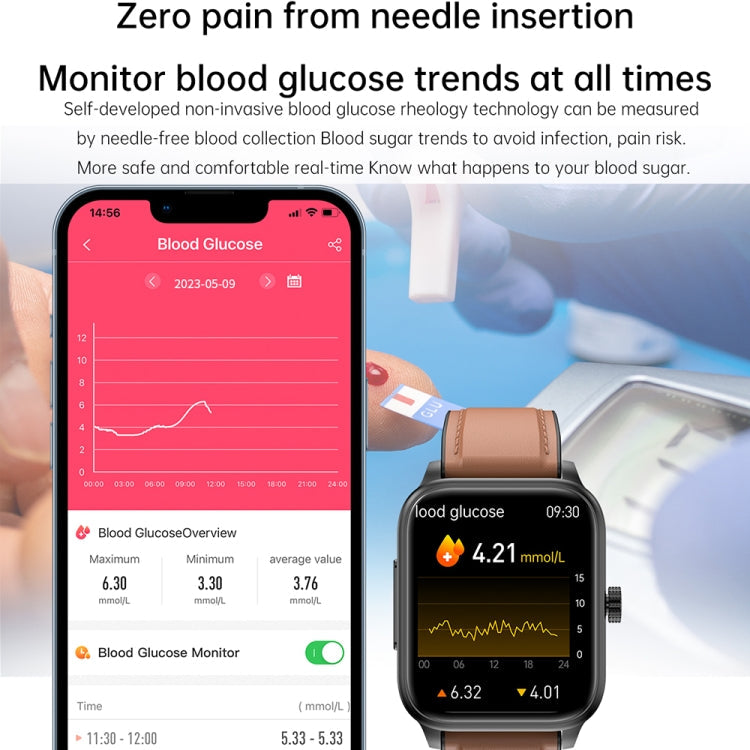 ET540 1.91 inch IP67 Waterproof Silicone Band Smart Watch, Support ECG / Non-invasive Blood Glucose Measurement, ET540 (Blue), ET540 (Red)